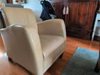 2 echt lederen fauteuils gebroken wit., Huis en Inrichting, Fauteuils, Ophalen, Gebruikt, Minder dan 75 cm, Leer