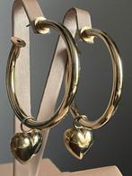 Grote italiaanse vermeil oorringen met bungelende hartjes, Ophalen of Verzenden, Zo goed als nieuw, Overige materialen