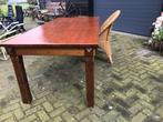 Grenen tafel met 6 rotan stoelen, Huis en Inrichting, 200 cm of meer, 50 tot 100 cm, Grenenhout, Gebruikt