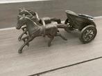 Antiek tinnen paarden met wagentje., Ophalen of Verzenden