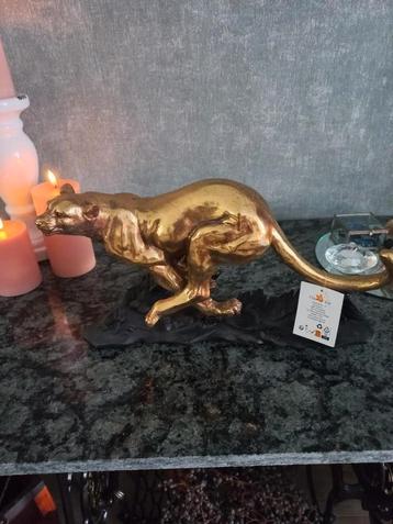 Nieuw: Beeld gouden luipaard panter jaguar tijger beschikbaar voor biedingen