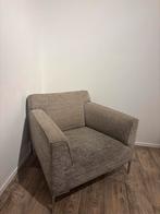 Grijze Stoffen Fauteuil met Metalen Poten, Huis en Inrichting, Fauteuils, Ophalen, Gebruikt, Metaal, 75 tot 100 cm