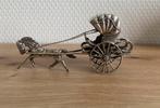 Grote miniatuur Hollands zilveren koets / sjees met menner, Antiek en Kunst, Ophalen of Verzenden