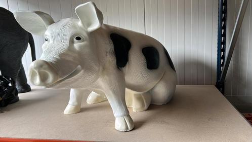 Varken beeld XL zittend Wit met zwart, Verzamelen, Beelden en Beeldjes, Nieuw, Dier, Ophalen