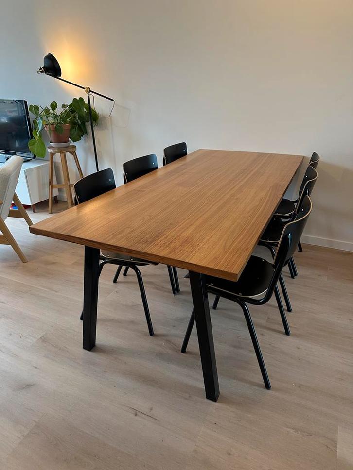 Walnoot fineer eettafel / tafelblad 90x200cm (8 pers.), Huis en Inrichting, Tafels | Eettafels, Gebruikt, 50 tot 100 cm, 150 tot 200 cm