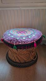 Unieke oosterse poef - krukje uit India, Ophalen, Minder dan 50 cm, Gebruikt, Rond