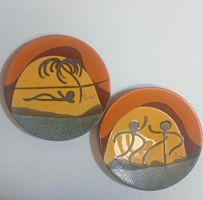 Thomas Buxó Keramiek Wandborden Set jaren 70, Antiek en Kunst, Antiek | Wandborden en Tegels, Ophalen of Verzenden