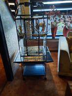 Vogelkooi kooi zwart zgan met opvangbak grote vogels, Ophalen of Verzenden, Zo goed als nieuw, Metaal, Vogelkooi