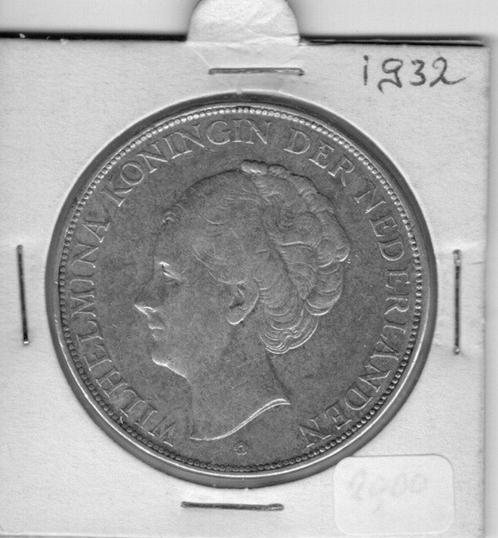 2.1/2 Gulden 1932, Postzegels en Munten, Munten | Nederland, Losse munt, 2½ gulden, Koningin Wilhelmina, Zilver, Ophalen of Verzenden