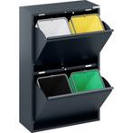 Prullenbak 4 vakken-Metaal- Antraciet-Afvalemmer 60 Liter, Ophalen, Met pedaal, Nieuw, 40 liter of meer