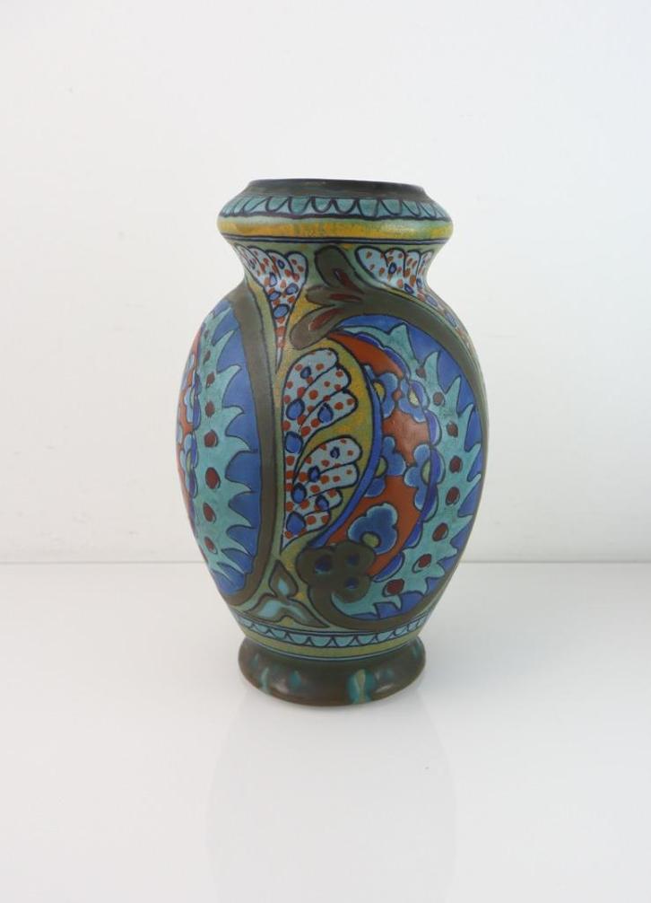 Plateel vaas decor Aletta, Plateelfabriek Zuid-Holland, Antiek en Kunst, Antiek | Keramiek en Aardewerk, Ophalen of Verzenden