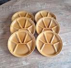 Okergele GIEN france fondue borden, Huis en Inrichting, Ophalen of Verzenden, Zo goed als nieuw, Overige stijlen, Bord(en)