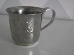vintage Gero zilmeta beker 7cm RVS geboortebeker dieren 1970, Ophalen of Verzenden