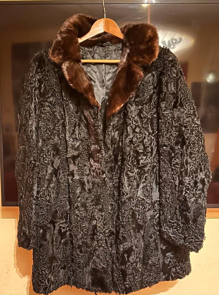 Vintage Bontmantel Van Vilsteren Groningen - Maat 44/46, Kleding | Dames, Jassen | Winter, Zo goed als nieuw, Maat 42/44 (L), Zwart