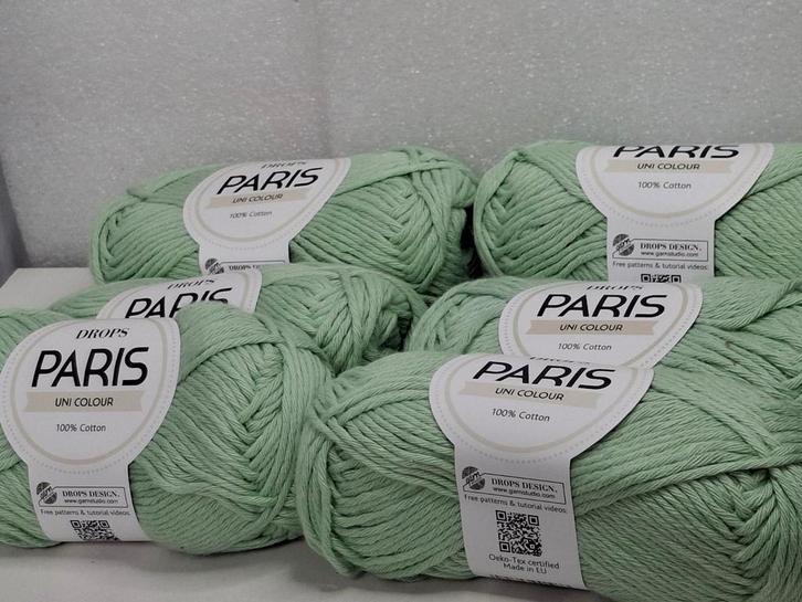 Drops Paris Katoen - Mint Groen - 6 Bollen, Hobby en Vrije tijd, Breien en Haken, Nieuw, Breien of Haken, Wol of Garen, Ophalen of Verzenden