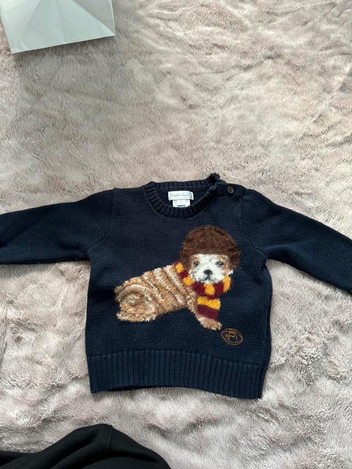 Ralph Lauren Baby Trui - Schattige Hond! Maat 9maanden, Kinderen en Baby's, Babykleding | Maat 62, Zo goed als nieuw, Jongetje of Meisje