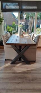 zware industriële of landelijke tafel, Huis en Inrichting, Tafels | Eettafels, Ophalen, Gebruikt, 200 cm of meer, 50 tot 100 cm