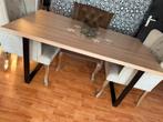 Mooie eettafel met zwarte stalen poten, Huis en Inrichting, Tafels | Eettafels, Ophalen, Gebruikt, 50 tot 100 cm, 150 tot 200 cm
