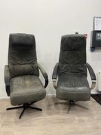 2 Prominent Humberto E100 Groen Grijs Relaxfauteuil Sta Op M, Huis en Inrichting, Fauteuils, Stof, Minder dan 50 cm, Verzenden