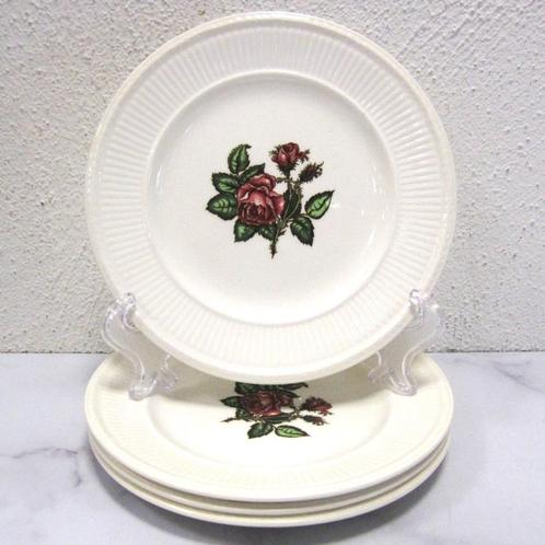 Wedgwood Moss Rose gebaksbordjes, set van 4, Verzamelen, Porselein, Kristal en Bestek, Zo goed als nieuw, Bord of Schaal, Porselein