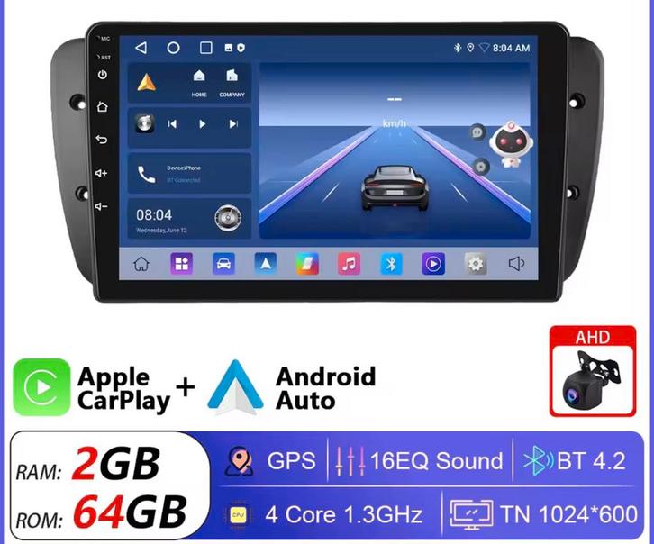 Seat Ibiza Android Navigatie 2008-2013 Carplay Android Auto, Auto diversen, Autoradio's, Nieuw, Ophalen of Verzenden