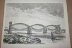 Antieke gravure - Elbe-brug bij Hamburg - Circa 1875 !!, Ophalen of Verzenden