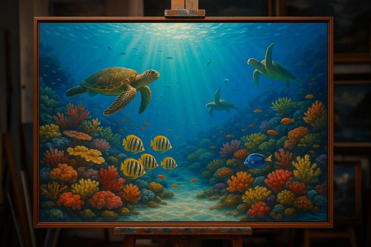 Great Barrier Reef schilderij op aanvraag, Huis en Inrichting, Woonaccessoires | Schilderijen, Tekeningen en Foto's, Nieuw, Schilderij