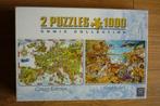 2 King puzzels '' CRAZY EUROPE / NOAH'S ARK '' 2x1000 st., Gebruikt, Ophalen of Verzenden, 500 t/m 1500 stukjes, Legpuzzel