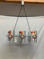 Vintage space age hanglamp, Polam, geborsteld aluminium, Ophalen of Verzenden, Zo goed als nieuw, 75 cm of meer