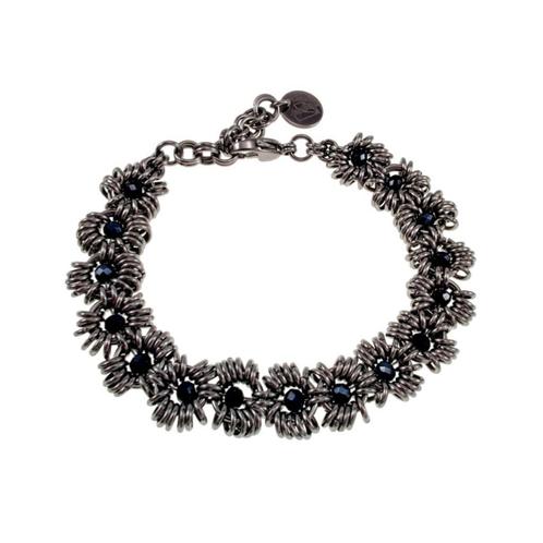 Dames RVS Unieke Armband + Antraciet Kristallen  Handgemaakt, Sieraden, Tassen en Uiterlijk, Armbanden, Nieuw, Staal, Zilver, Met kristal