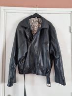 Unisex vintage biker leren jas maat L (oversized), Kleding | Heren, Jassen | Zomer, Ophalen of Verzenden, Zo goed als nieuw, Zwart