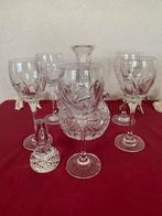 Bohémien Kristal Karaf & 5 Wijnglazen - Puntgaaf!, Antiek en Kunst, Antiek | Glas en Kristal, Ophalen of Verzenden