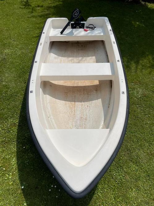 Polyester bootje roeiboot sloep met elektromotor compleet, Watersport en Boten, Bootonderdelen, Ophalen of Verzenden