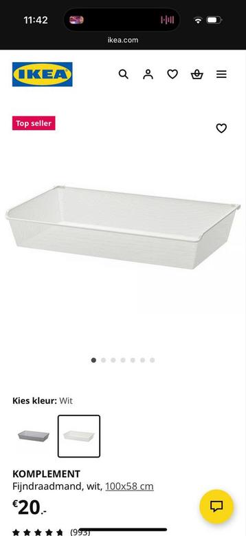 KOMPLEMENT Fijndraadmand Wit 100x58 NIEUW