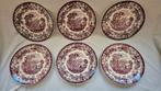 6 Amazone paarse borden Petrus Regout, Antiek en Kunst, Antiek | Servies los, Ophalen of Verzenden