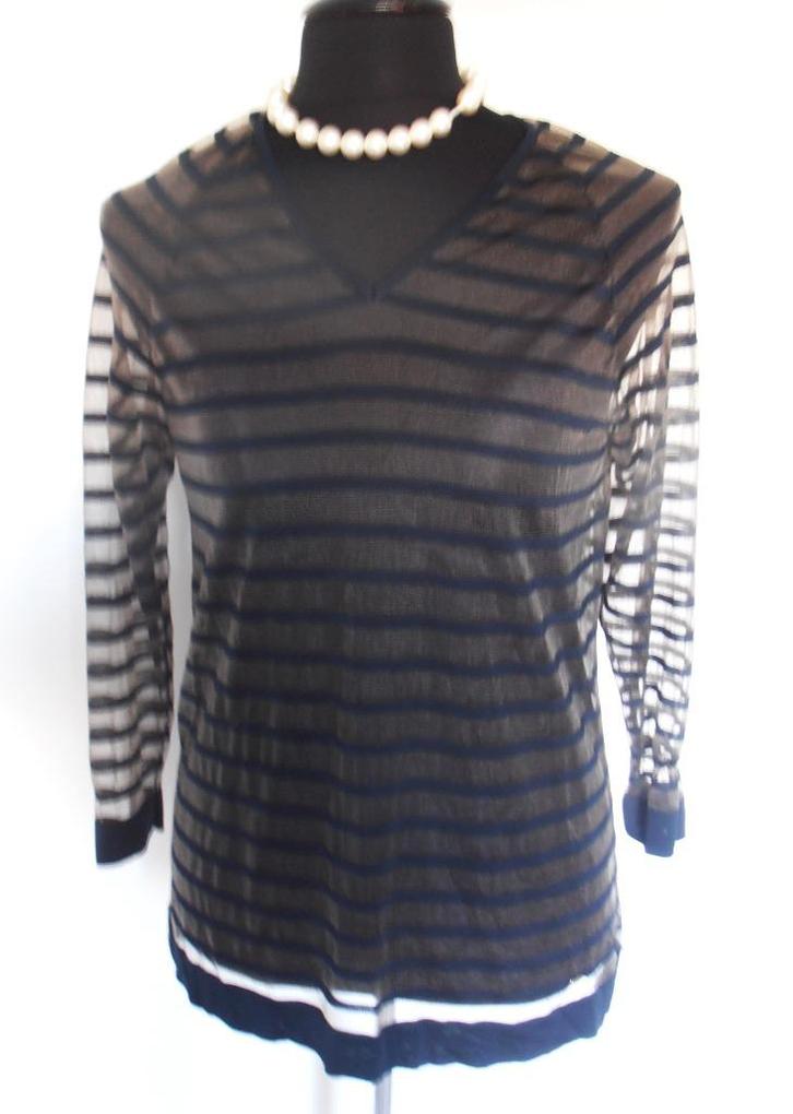 Escada - prachtige bruin met blauwe tuniek top - 42, Kleding | Dames, Blouses en Tunieken, Zo goed als nieuw, Maat 42/44 (L), Bruin