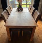 Eikenhouten eetkamertafel met stoelen, Ophalen, Gebruikt, 4 tot 6 stoelen