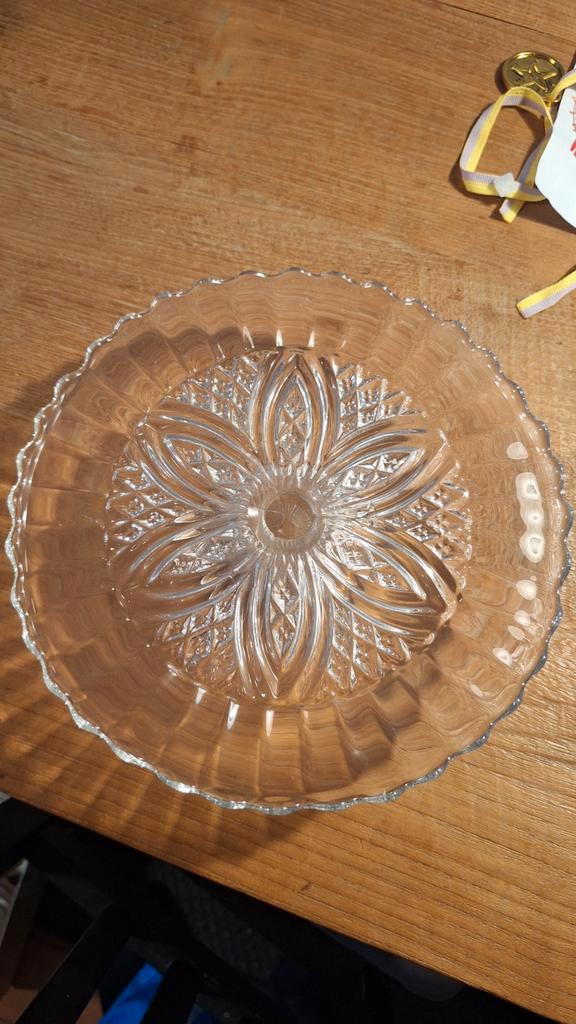 Vintage Glazen Taartplateau met Bloempatroon, Antiek en Kunst, Antiek | Schalen, Ophalen