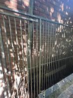 Hekwerk met loopdeur gegalvaniseerd 5m x 1.80m, Tuin en Terras, Tuinhekken en Hekwerk, Ophalen, Met poort, Gebruikt, Spijlenhekwerk