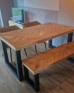 Visgraat eethoek Bank en Tafel, Huis en Inrichting, Ophalen, 50 tot 100 cm, Zo goed als nieuw, Vijf personen of meer