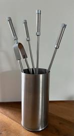 Haardstel RVS haardset 4 delig, Ophalen, Gebruikt, Hout, Houtkachel