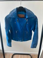 Blauwe suède bikerjack van Goosecraft – maat S, Ophalen of Verzenden, Gedragen, Blauw