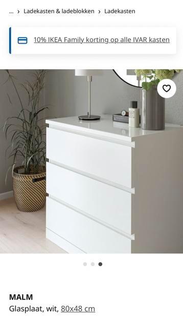 Glasplaat Ikea MALM 80x48 cm - afbeelding 3