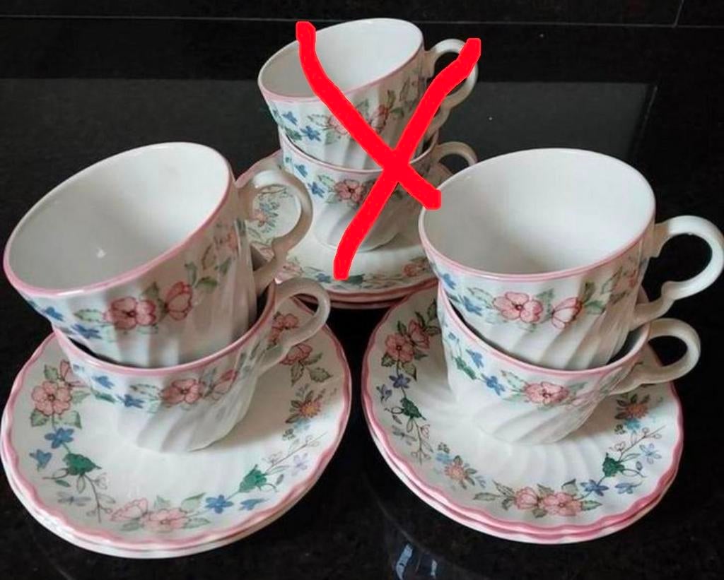 4 Myott Meakin Spring Fields Kop en Schotels, Antiek en Kunst, Antiek | Servies los, Ophalen of Verzenden