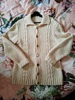 Vintage handgebreid wollen kabelvest - L/XL, Kleding | Dames, Ophalen of Verzenden, Gedragen, Maat 42/44 (L), Beige