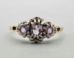 Gouden Vintage ring  edelsteen amethist en diamant. 2025/335, Paars, Ophalen of Verzenden, Zo goed als nieuw, .