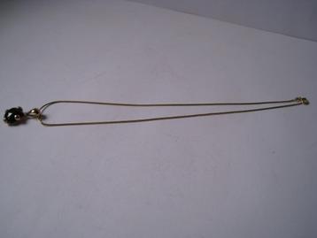 GOUD - GOUDEN KETTING m. HANGER m EDELSTEEN beschikbaar voor biedingen