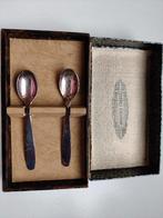 2 verzilverde espresso lepeltjes in doosje, Antiek en Kunst, Ophalen of Verzenden