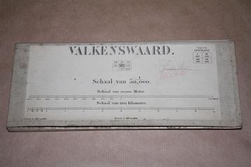 Antieke stafkaart op linnen - Valkenswaard - 1898 beschikbaar voor biedingen