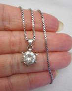 Zilveren ketting met hangertje heldere steen nr.1473, Met hanger, Verzenden, Zo goed als nieuw, Zilver
